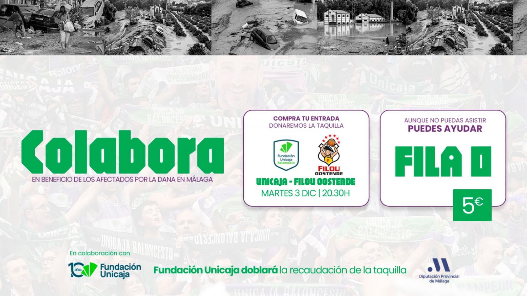 Unicaja Baloncesto y Fundación Unicaja se unen por los afectados por la DANA en Málaga